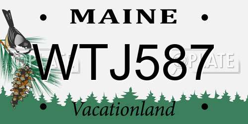 WTJ587 Maine License Plate