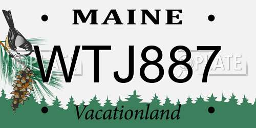 WTJ887 Maine License Plate