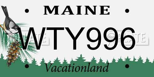 WTY996 Maine License Plate