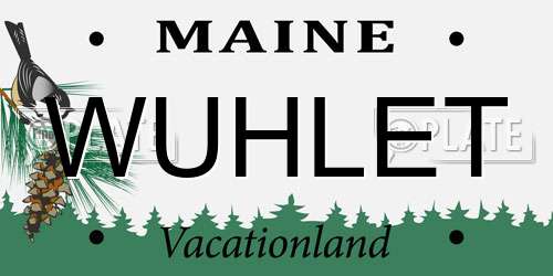 WUHLET Maine License Plate