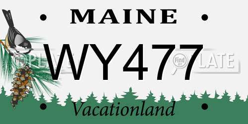 WY477 Maine License Plate