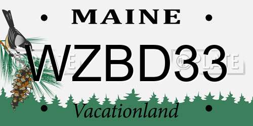 WZBD33 Maine License Plate