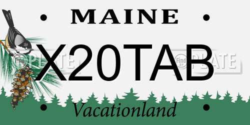 X20TAB Maine License Plate