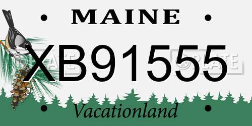 XB91555 Maine License Plate