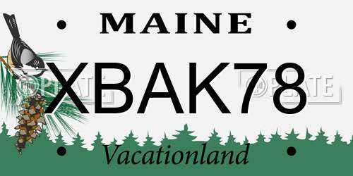XBAK78 Maine License Plate