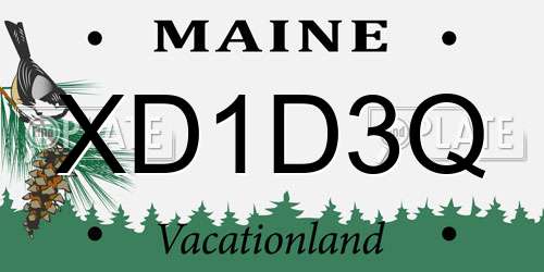 XD1D3Q Maine License Plate