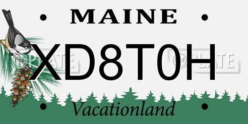 XD8T0H Maine License Plate