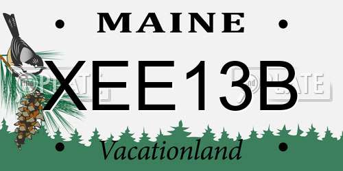 XEE13B Maine License Plate