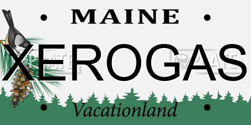 XEROGAS Maine License Plate