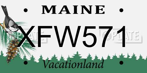 XFW571 Maine License Plate