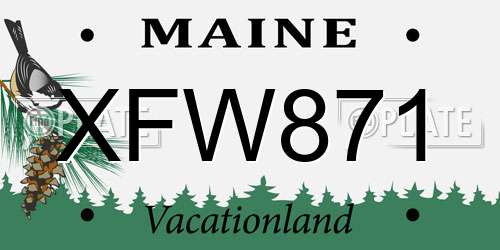 XFW871 Maine License Plate