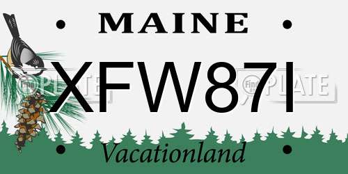XFW87I Maine License Plate