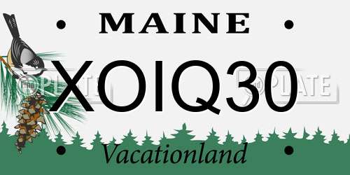 XOIQ30 Maine License Plate