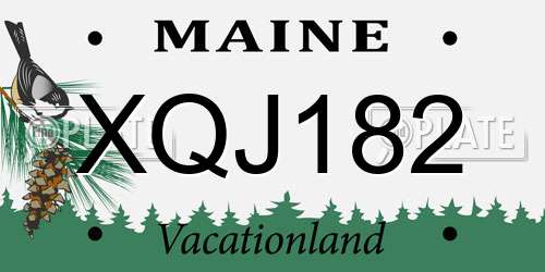 XQJ182 Maine License Plate