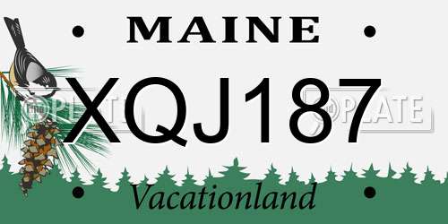 XQJ187 Maine License Plate