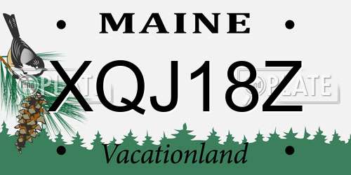 XQJ18Z Maine License Plate
