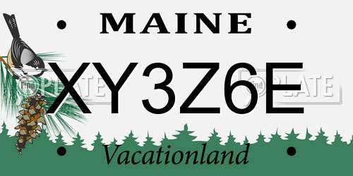 XY3Z6E Maine License Plate
