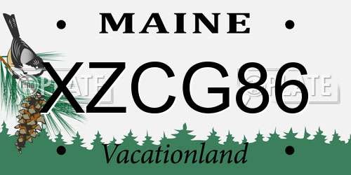 XZCG86 Maine License Plate