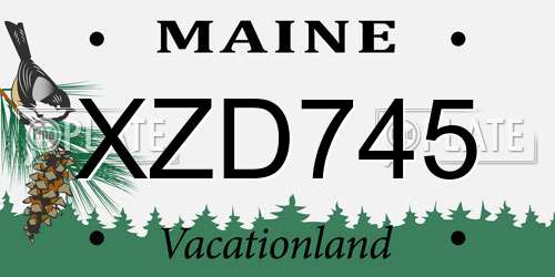 XZD745 Maine License Plate