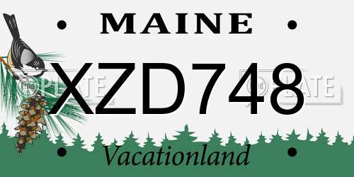 XZD748 Maine License Plate