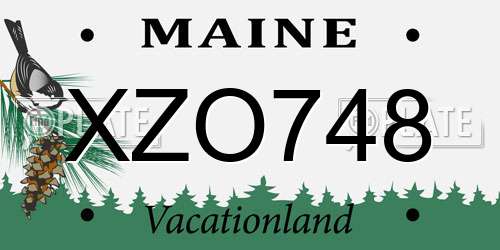 XZO748 Maine License Plate