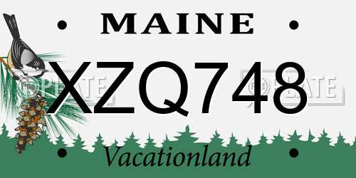 XZQ748 Maine License Plate