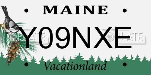 Y09NXE Maine License Plate