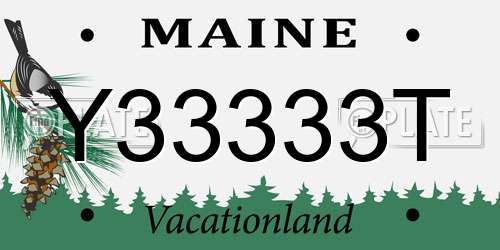 Y33333T Maine License Plate