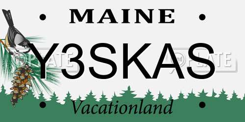 Y3SKAS Maine License Plate
