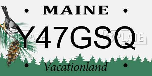 Y47GSQ Maine License Plate
