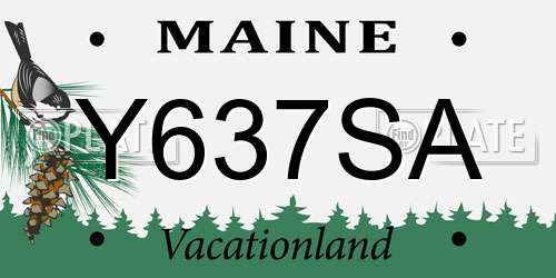 Y637SA Maine License Plate
