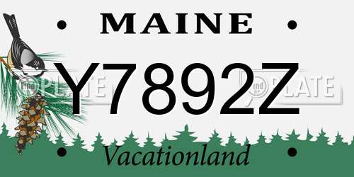Y7892Z Maine License Plate