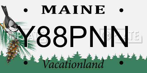 Y88PNN Maine License Plate