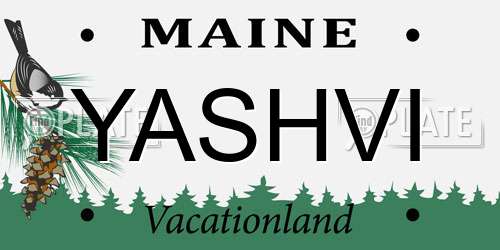 YASHVI Maine License Plate