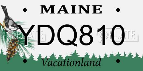 YDQ810 Maine License Plate