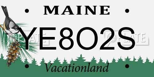 YE8O2S Maine License Plate