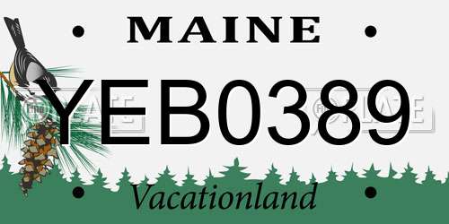 YEB0389 Maine License Plate
