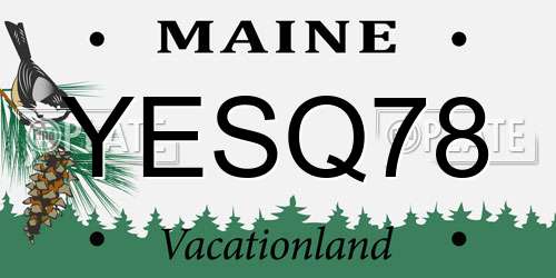 YESQ78 Maine License Plate