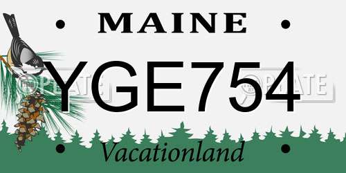 YGE754 Maine License Plate