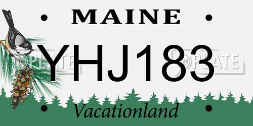 YHJ183 Maine License Plate