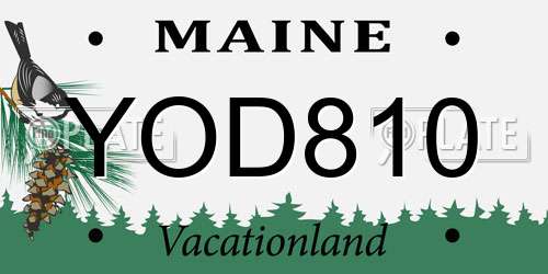 YOD810 Maine License Plate