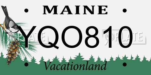 YQO810 Maine License Plate