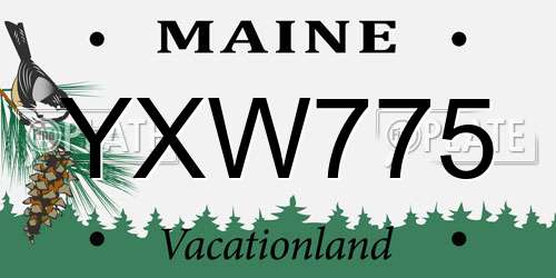YXW775 Maine License Plate