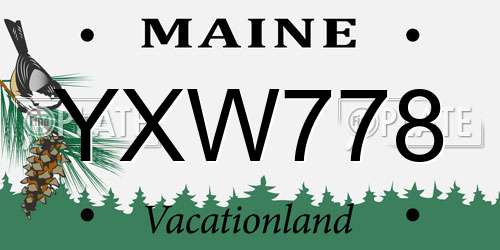 YXW778 Maine License Plate