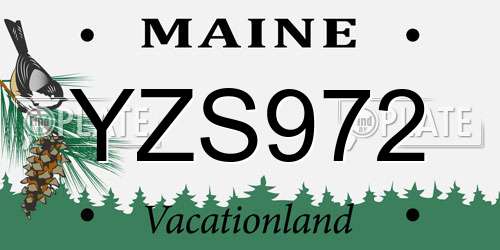 YZS972 Maine License Plate