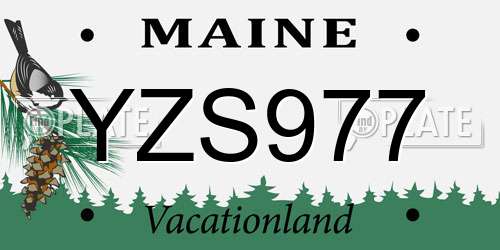 YZS977 Maine License Plate