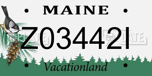Z03442I Maine License Plate