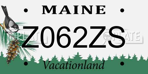 Z062ZS Maine License Plate