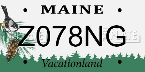 Z078NG Maine License Plate