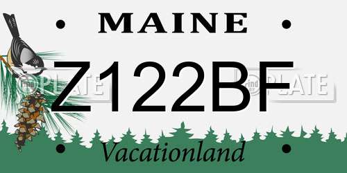 Z122BF Maine License Plate